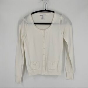 MNG Basics Women’s Long Sleeve Button Front White Cardigan size XS